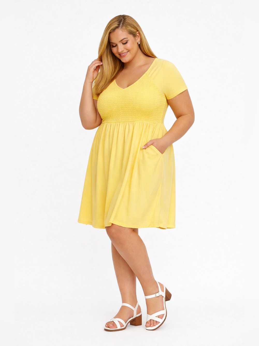 Torrid Yellow Smocked Babydoll Dress – Short Sleeve – Size 4